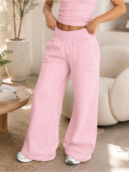 White Fox Boutique Pants - White Fox Boutique Pale Pink Give You A Break Wide-Leg Lounge Sweatpants